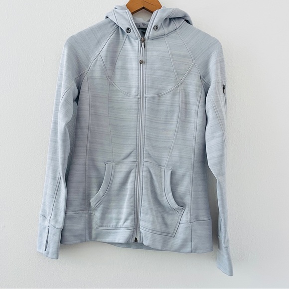 Athleta Jackets & Blazers - Athleta Strength Hoodie Jacket in Gray & Silver Mini Stripes